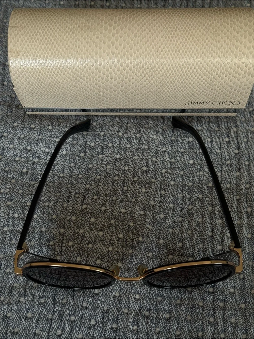 Jimmy Choo Andie Black and Gold Round Sunglasses